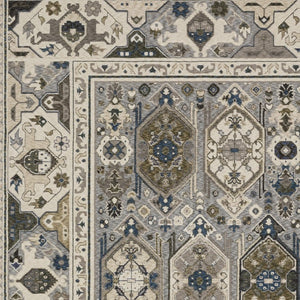 Homeroots 5' Blue Oriental Area Rug With Stylish Fringe - Stain Resistant, Perfect For Homes With Kids & Pets! 10' X 13' Polyester 574940