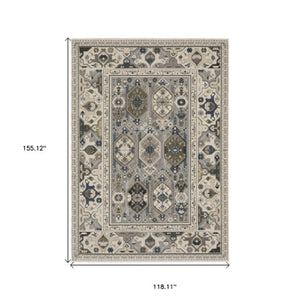 Homeroots 5' Blue Oriental Area Rug With Stylish Fringe - Stain Resistant, Perfect For Homes With Kids & Pets! 10' X 13' Polyester 574940