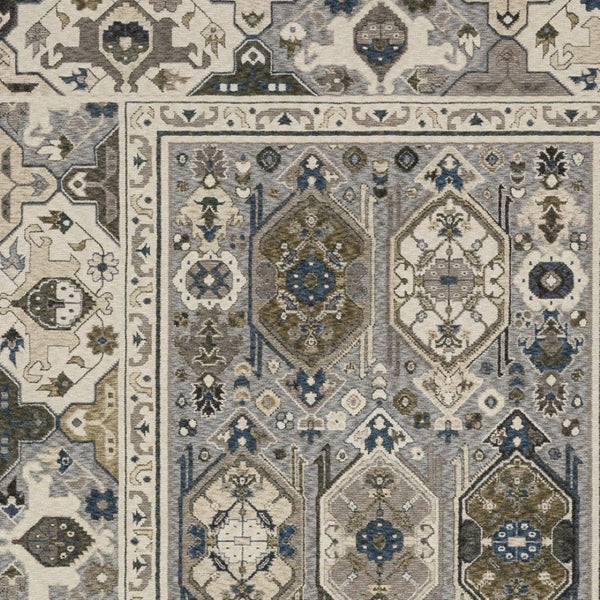 Homeroots 5' Blue Oriental Area Rug With Stylish Fringe - Stain Resistant, Perfect For Homes With Kids & Pets! 7' X 10' Polyester 574943