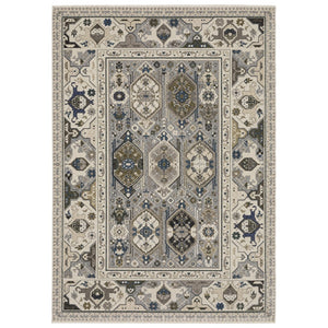 Homeroots 5' Blue Oriental Area Rug With Stylish Fringe - Stain Resistant, Perfect For Homes With Kids & Pets! 8' X 11' Polyester 574944
