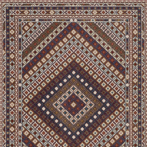 Homeroots 5' Elegant Ivory And Red Diamond Area Rug With Fringe - Stain Resistant, Perfect For Cozy Spaces 5' X 8' Polyester 574945