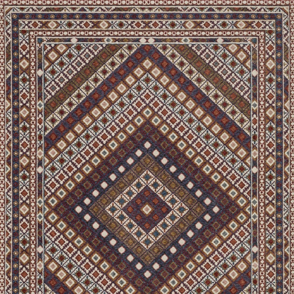 Homeroots 5' Elegant Ivory And Red Diamond Area Rug With Fringe - Stain Resistant, Perfect For Cozy Spaces 10' X 13' Polyester 574946