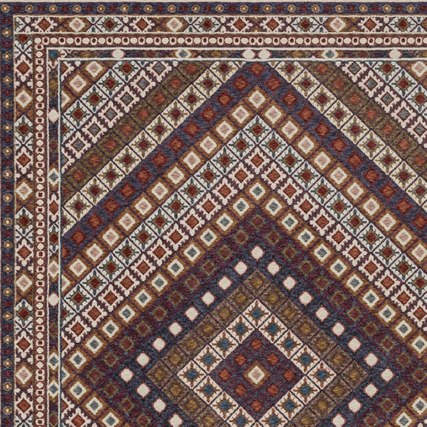 Homeroots 5' Elegant Ivory And Red Diamond Area Rug With Fringe - Stain Resistant, Perfect For Cozy Spaces 4' X 6' Polyester 574947