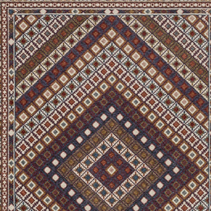 Homeroots 5' Elegant Ivory And Red Diamond Area Rug With Fringe - Stain Resistant, Perfect For Cozy Spaces 8' X 11' Polyester 574949