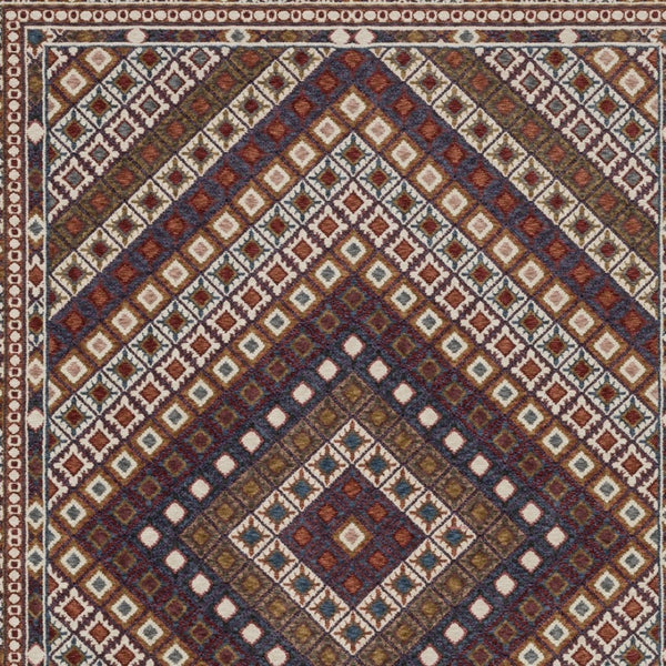 Homeroots 5' Elegant Ivory And Red Diamond Area Rug With Fringe - Stain Resistant, Perfect For Cozy Spaces 8' X 11' Polyester 574949