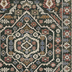 Homeroots 5' Floral Green Area Rug With Fringe - Stylish, Stain-resistant Design For Kid & Pet-friendly Homes 5' X 8' Polyester 574950