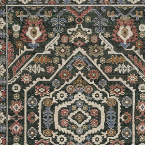 Homeroots 5' Floral Green Area Rug With Fringe - Stylish, Stain-resistant Design For Kid & Pet-friendly Homes 10' X 13' Polyester 574951