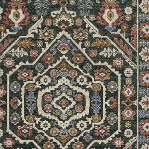 Homeroots 5' Floral Green Area Rug With Fringe - Stylish, Stain-resistant Design For Kid & Pet-friendly Homes 8' X 11' Polyester 574954