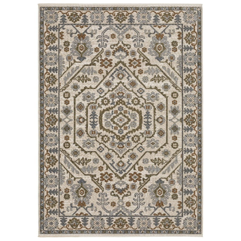 HomeRoots 5' Floral Area Rug in Green and Pink with Fringed Edges – Elegant, Stain-Resistant Home Accent 10' X 13' 574955
