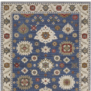 Homeroots 5' Floral Blue Area Rug With Fringe - Stylish, Stain-resistant Design For Any Living Space Decor 5' X 8' Polyester 574960