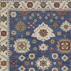 Homeroots 5' Floral Blue Area Rug With Fringe - Stylish, Stain-resistant Design For Any Living Space Decor 4' X 6' Polyester 574962