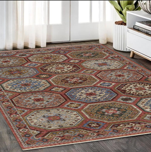 Homeroots 5' Artistic Pink Medallion Area Rug With Elegant Fringe – Stain Resistant & Stylish For Any Room 5' X 8' Polyester 574965