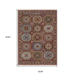 Homeroots 5' Artistic Pink Medallion Area Rug With Elegant Fringe – Stain Resistant & Stylish For Any Room 5' X 8' Polyester 574965