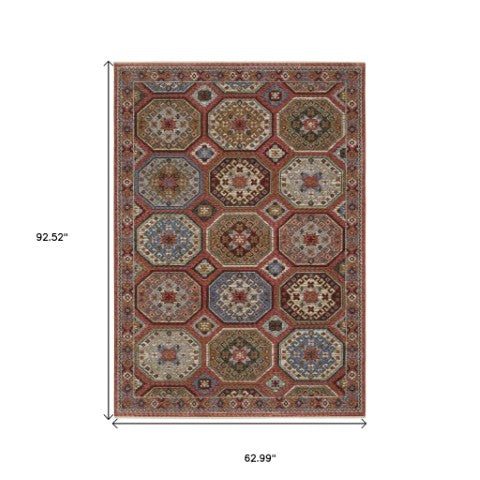 Homeroots 5' Artistic Pink Medallion Area Rug With Elegant Fringe – Stain Resistant & Stylish For Any Room 5' X 8' Polyester 574965