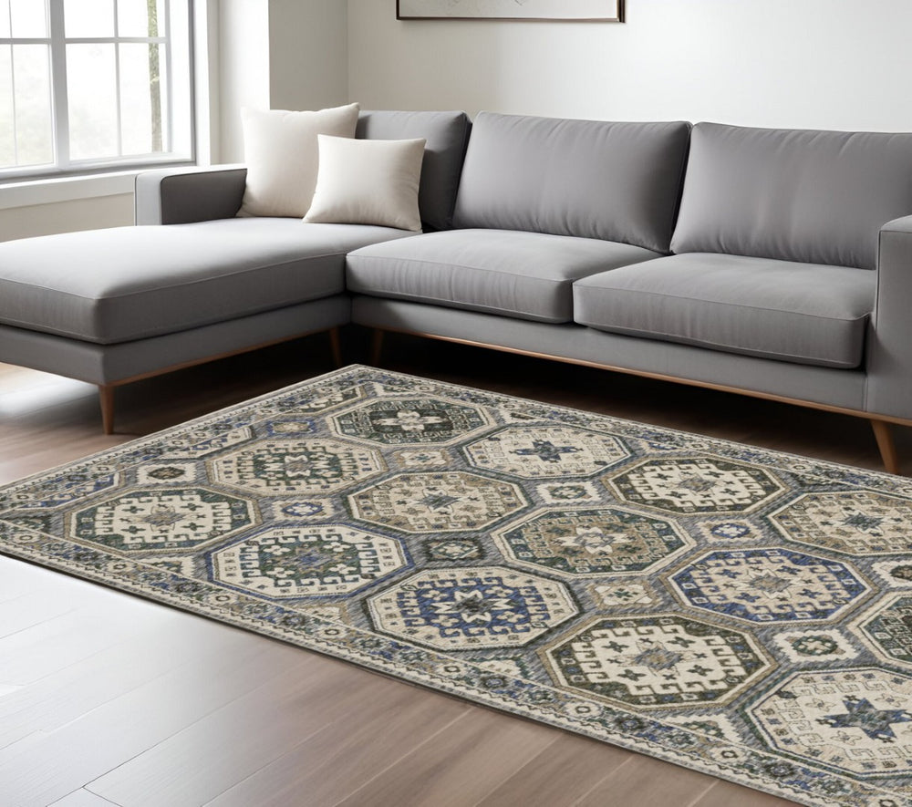 HomeRoots 5' Pink and Red Medallion Area Rug with Fringe - Bohemian Style, Durable, Soft, Stain Resistant Design 7' X 10' 574969
