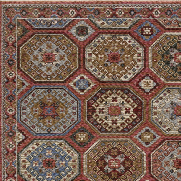 Homeroots 5' Artistic Pink Medallion Area Rug With Elegant Fringe – Stain Resistant & Stylish For Any Room 7' X 10' Polyester 574973