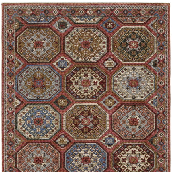 Homeroots 5' Artistic Pink Medallion Area Rug With Elegant Fringe – Stain Resistant & Stylish For Any Room 7' X 10' Polyester 574973