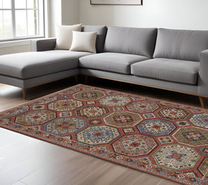 Homeroots 5' Artistic Pink Medallion Area Rug With Elegant Fringe – Stain Resistant & Stylish For Any Room 7' X 10' Polyester 574973