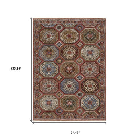Homeroots 5' Artistic Pink Medallion Area Rug With Elegant Fringe – Stain Resistant & Stylish For Any Room 8' X 11' Polyester 574974