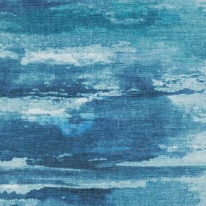 HomeRoots 5' Sky Blue and Ivory Abstract Distressed Area Rug – Modern Low-Pile Design for Stylish Spaces 5' X 7' 574978