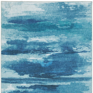 HomeRoots 5' Sky Blue and Ivory Abstract Distressed Area Rug – Modern Low-Pile Design for Stylish Spaces 4' X 6' 574979