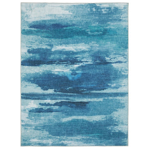 HomeRoots 5' Sky Blue and Ivory Abstract Distressed Area Rug – Modern Low-Pile Design for Stylish Spaces 4' X 6' 574979