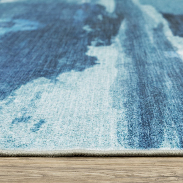 HomeRoots 5' Sky Blue and Ivory Abstract Distressed Area Rug – Modern Low-Pile Design for Stylish Spaces 4' X 6' 574979