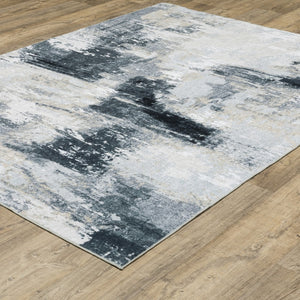 Homeroots 5' Ivory Abstract Non-skid Area Rug - Stain Resistant, Stylish & Versatile For Any Room Decor 5' X 7' Polyester 574984