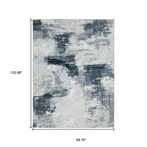 Homeroots 5' Ivory Abstract Non-skid Area Rug - Stain Resistant, Stylish & Versatile For Any Room Decor 8' X 10' Polyester 574986