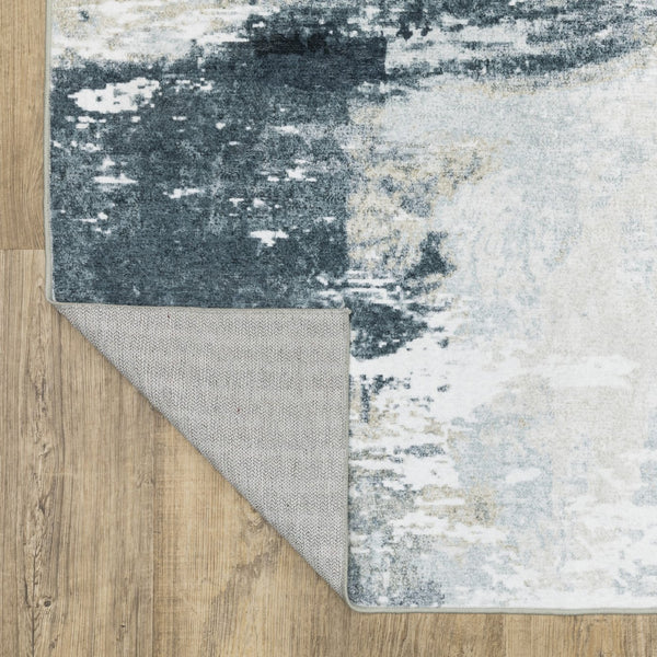 Homeroots 5' Ivory Abstract Non-skid Area Rug - Stain Resistant, Stylish & Versatile For Any Room Decor 8' X 10' Polyester 574986
