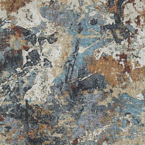 Homeroots 5' Blue Abstract Non-skid Area Rug - Stain Resistant, Soft Design For Family Spaces And Pets 4' X 6' Polyester 574988