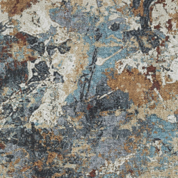 Homeroots 5' Blue Abstract Non-skid Area Rug - Stain Resistant, Soft Design For Family Spaces And Pets 4' X 6' Polyester 574988