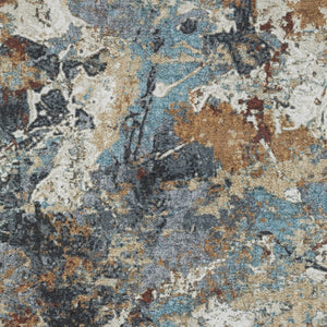 Homeroots 5' Blue Abstract Non-skid Area Rug - Stain Resistant, Soft Design For Family Spaces And Pets 8' X 10' Polyester 574989