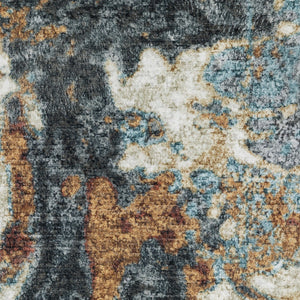 Homeroots 5' Blue Abstract Non-skid Area Rug - Stain Resistant, Soft Design For Family Spaces And Pets 8' X 10' Polyester 574989