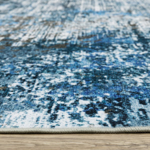 Homeroots 5' Abstract Blue Distressed Area Rug - Stylish Non-skid Design, Stain Resistant & Perfect For Homes 5' X 7' Polyester 574990