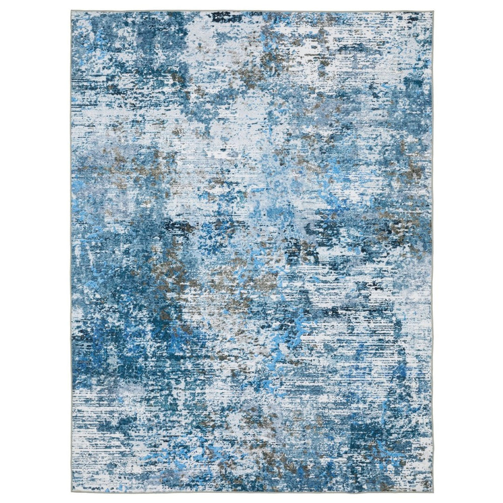 HomeRoots 5' Ivory Abstract Distressed Area Rug – Modern, Durable, Stain-Resistant Design for Any Room 4' X 6' 574991