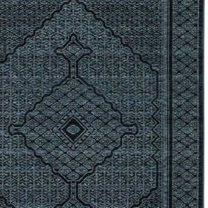 HomeRoots 5' Blue and Teal Medallion Area Rug with Trendy Fringe - Stain and Fade Resistant for Everyday Use 5' X 8' 574993