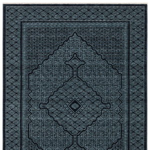 HomeRoots 5' Blue and Teal Medallion Area Rug with Trendy Fringe - Stain and Fade Resistant for Everyday Use 5' X 8' 574993