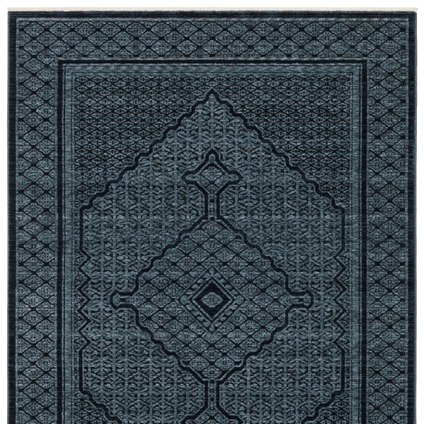 HomeRoots 5' Blue and Teal Medallion Area Rug with Trendy Fringe - Stain and Fade Resistant for Everyday Use 5' X 8' 574993