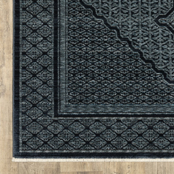HomeRoots 5' Blue and Teal Medallion Area Rug with Trendy Fringe - Stain and Fade Resistant for Everyday Use 5' X 8' 574993