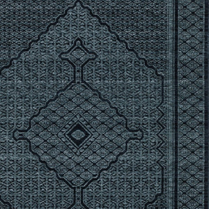 HomeRoots 5' Blue and Teal Medallion Area Rug with Trendy Fringe - Stain and Fade Resistant for Everyday Use 10' X 13' 574994