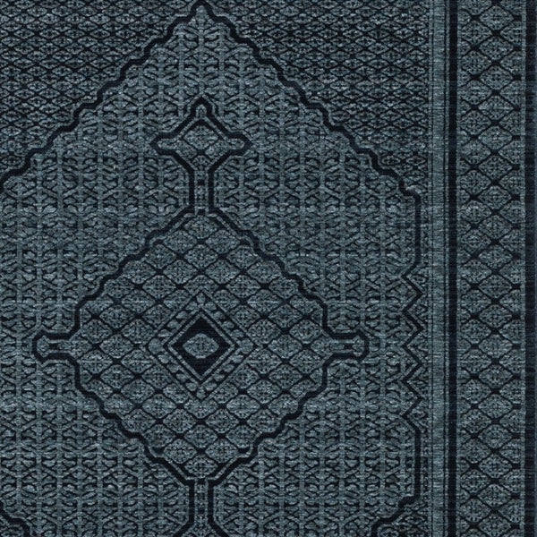 HomeRoots 5' Blue and Teal Medallion Area Rug with Trendy Fringe - Stain and Fade Resistant for Everyday Use 10' X 13' 574994