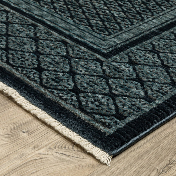 HomeRoots 5' Blue and Teal Medallion Area Rug with Trendy Fringe - Stain and Fade Resistant for Everyday Use 10' X 13' 574994