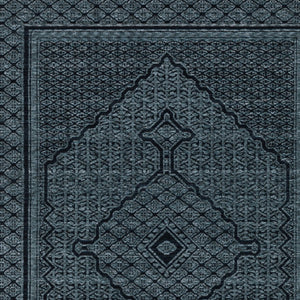 HomeRoots 5' Blue and Teal Medallion Area Rug with Trendy Fringe - Stain and Fade Resistant for Everyday Use 8' X 11' 574996