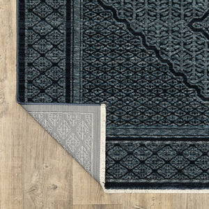 HomeRoots 5' Blue and Teal Medallion Area Rug with Trendy Fringe - Stain and Fade Resistant for Everyday Use 8' X 11' 574996