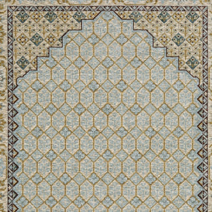 HomeRoots 5' Gold Oriental Area Rug with Elegant Fringed Edges - Durable, Stain-Resistant, Timeless Design 5' X 8' 574997
