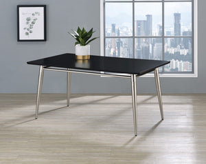 OSP Home Furnishings Brooklyn Matte Wood Top Coffee Table with Brushed Nickel Frame for Modern Living Black MG1242S-BK