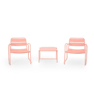 English Elm Christopher Knight Home® - CONRAD Modern Outdoor Chat Set with Powder-Coated Iron Frame, Open Slat Seats for Breezy Comfort Coral N775P250736C