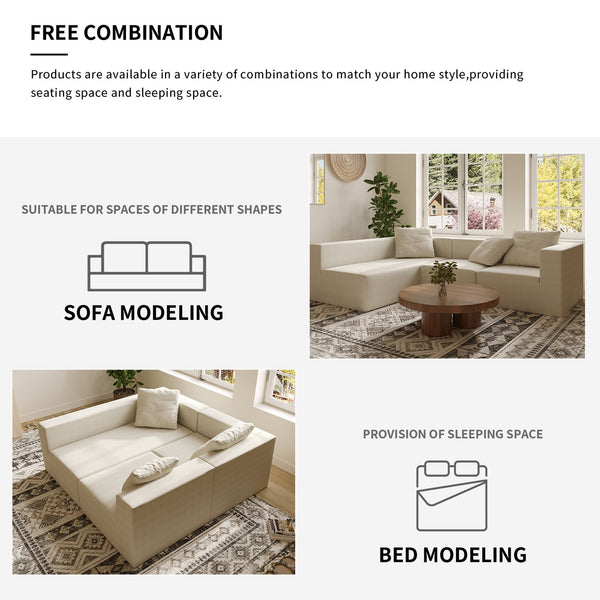 English Elm L Shaped Modular Sectional Sofa - 110" Corduroy Couch With Deep Seats & Movable Ottoman For Comfort W3670S00001