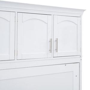 English Elm Queen Murphy Wall Bed with Top Cabinet Storage for Small Space Living White LP006665AAK-1